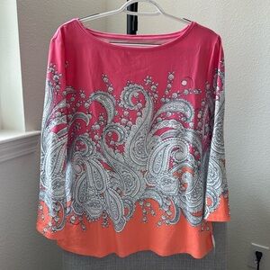 Talbots Pink and Orange Paisley Women's Top NWT
